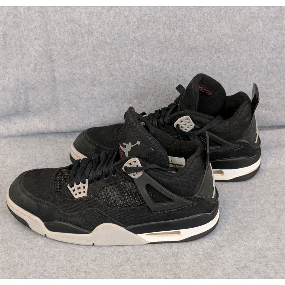 Nike Air Jordan 4 Retro Suede Canvas Black Red US Women's 8.5
